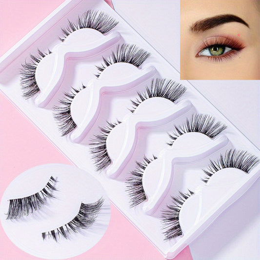 7 Pairs 12mm Full False Lashes Wispy Clear Band Natural Cross False Eyelashes