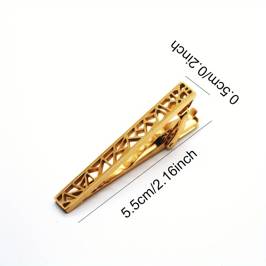Stainless Steel Hollow Tie Clip Men's Business Gift Wedding Tie Clip