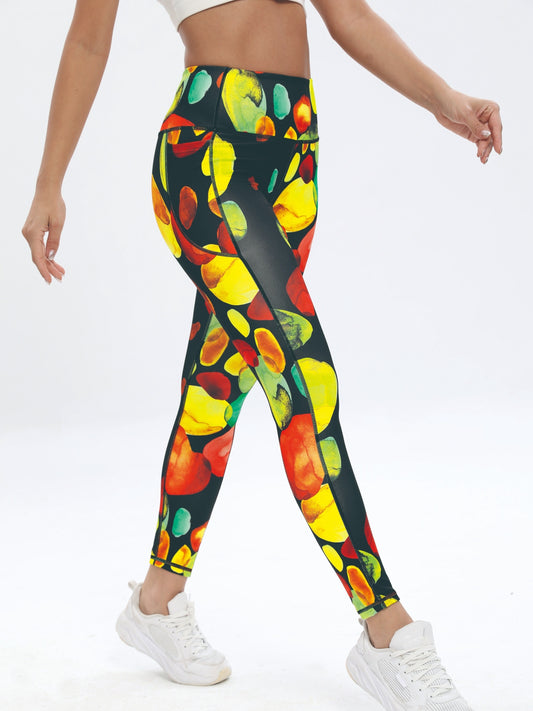 Colorful Print Casual Yoga Pants High Stretch Leggings