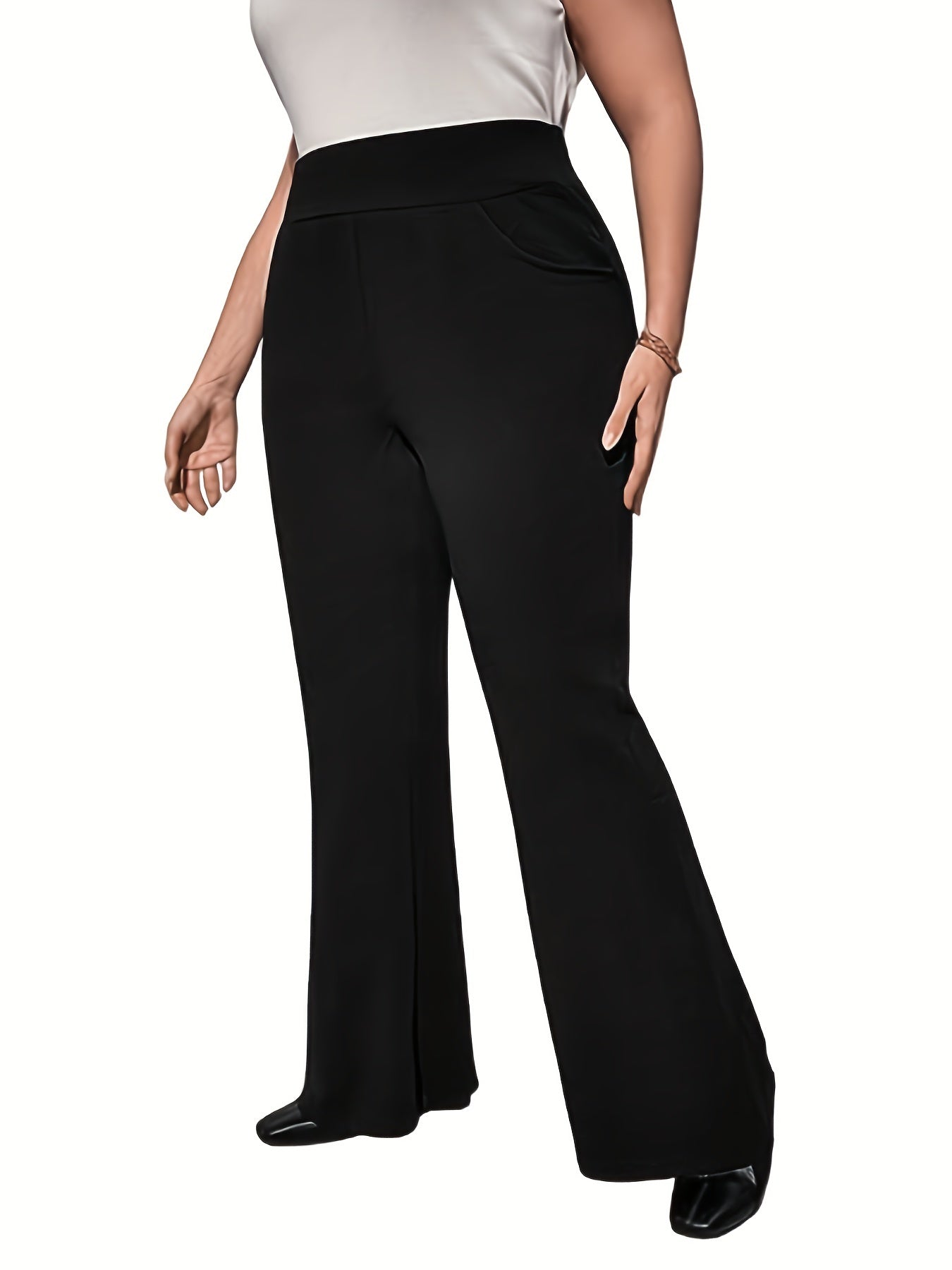  Women's Flared Leg Trousers High Rise Stretch Pants