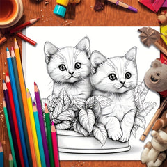 Cat Coloring Book 22 Pages Thick Paper Fun Creative Halloween Christmas Gift