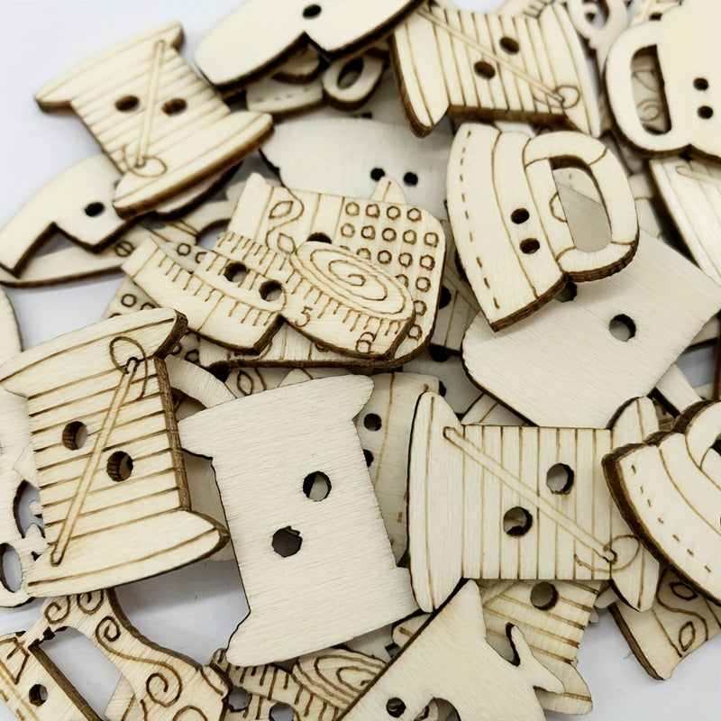 20pcs DIY Wooden Sewing Shapes for Crafting