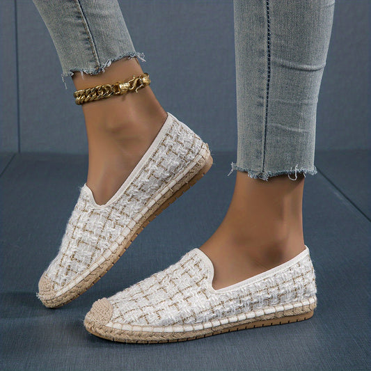 Women's Plaid Slip On Espadrille Shoes Lightweight & Comfortable