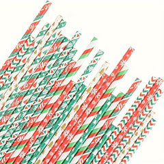 80pcs Christmas Paper Straws Decorative Straws Christmas Party Supplies