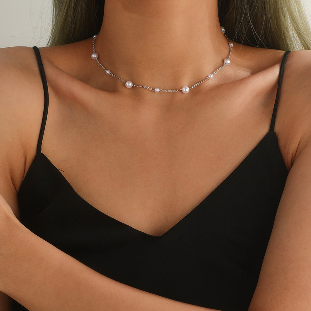 Pearl Chain Necklace Delicate Jewelry Party Decor For Women Girls Gift
