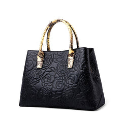 Floral Embossed Shoulder Bag Women's Large Zipper Purse
