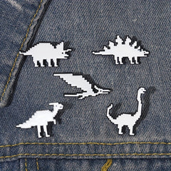 Dino Enamel Pin & Pixels T-Rex Lapel Badges Inspiration Brooches