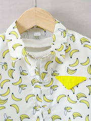 Boys Banana Print Shirt Vacation Beach Summer Kids Clothes