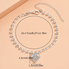 Rhinestone Chain Love Anklet Beach Silver Anklet