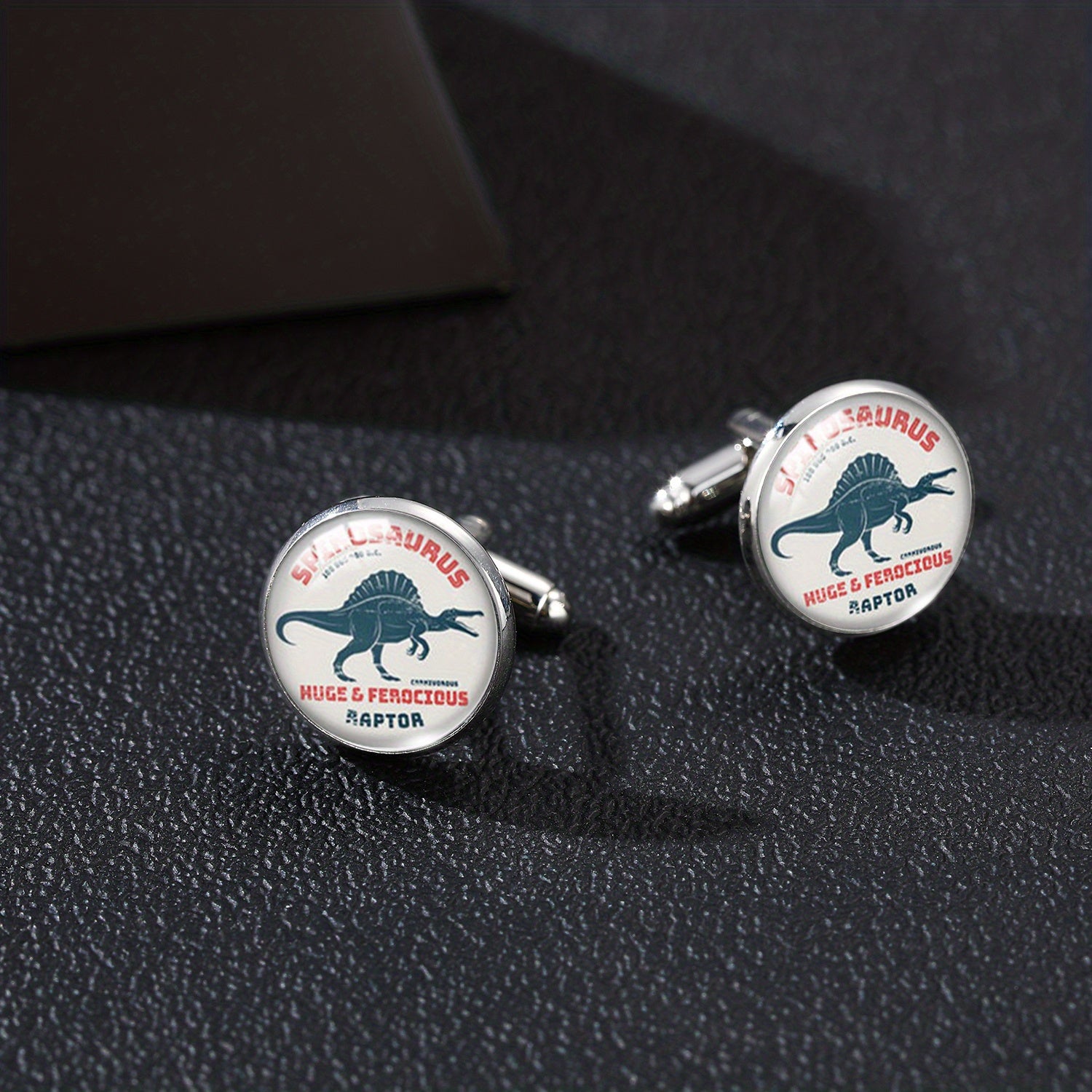 Dino Cufflinks T-Rex, Velociraptor, Spinosaurus