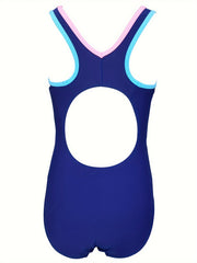 Girls Splicing SWEET Print Sleeveless 1 piece Swimwear Summer Clothes