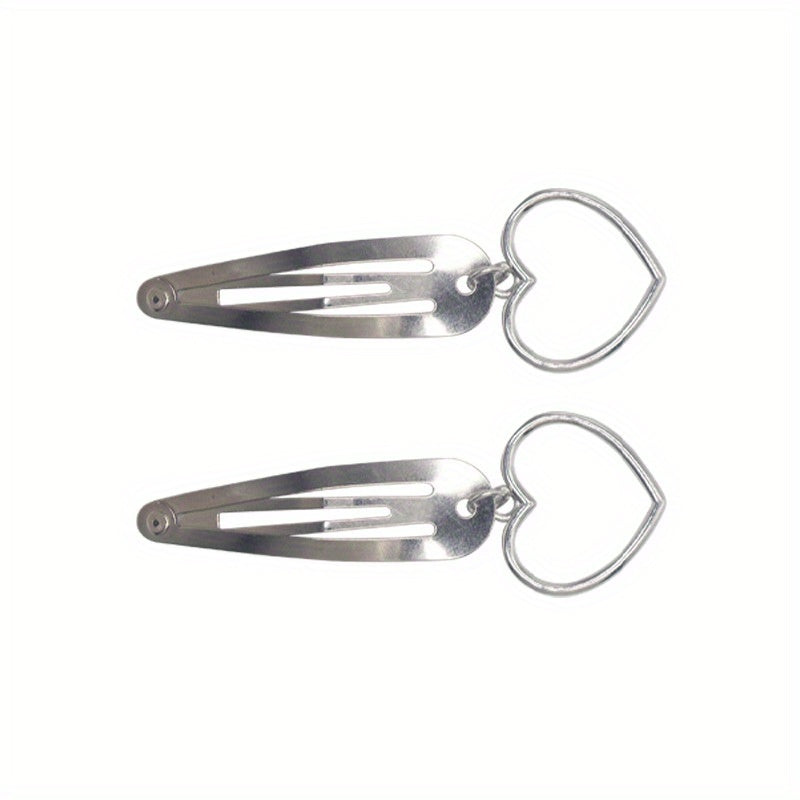 Y2K Metal Snap Clip Flower Heart Tassel Hair Clip Women Girls