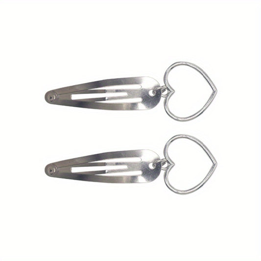 Y2K Metal Snap Clip Flower Heart Tassel Hair Clip Women Girls