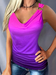 Gradient Cowl Neck Tank Top Casual Sleeveless Top For Summer
