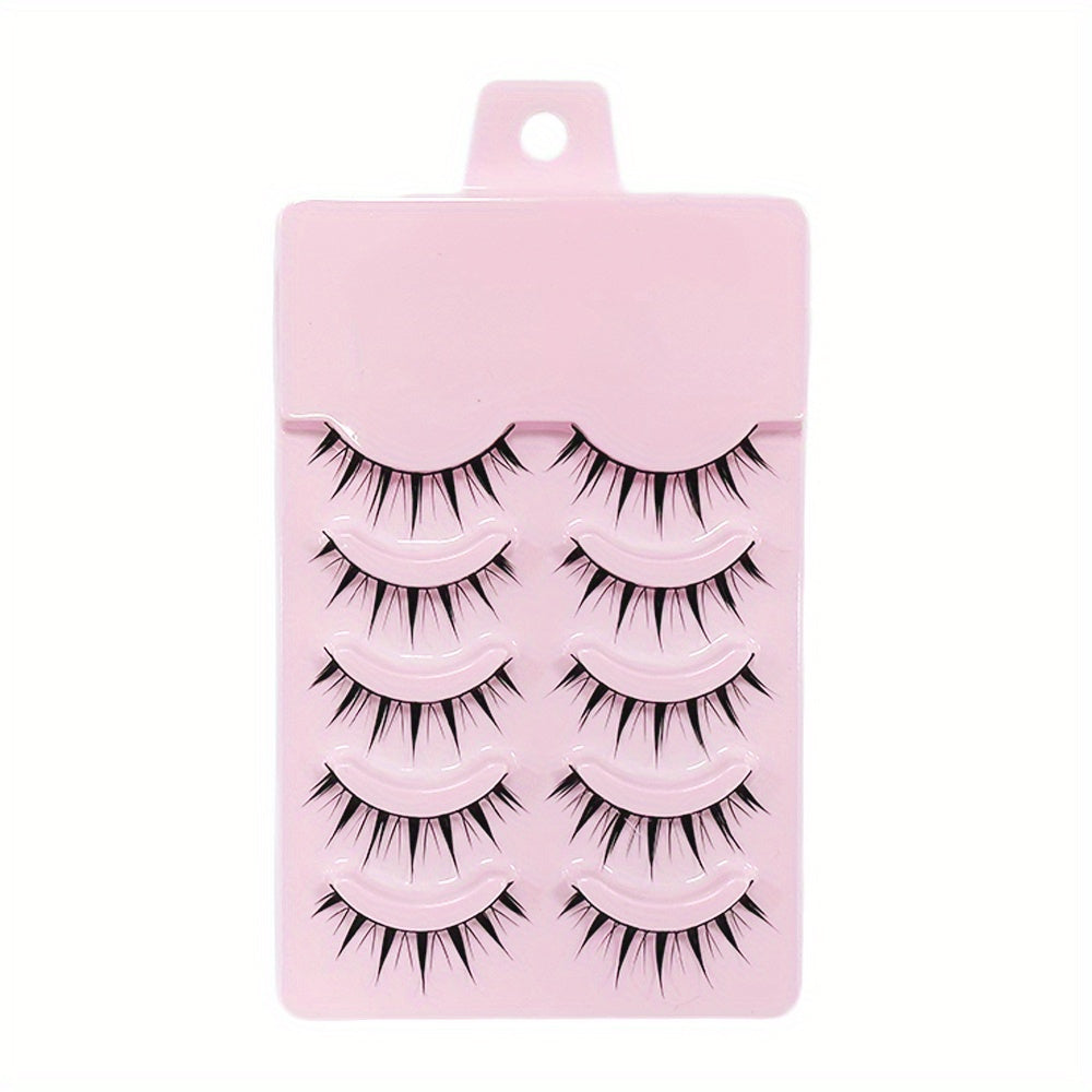 5 Pairs Manga Eyelashes 3D False Lashes Fluffy Cross Wispy Extension Makeup