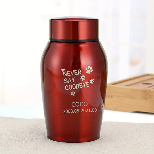 Custom Small Pet Cremation Urn with Personalized Information