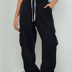  Solid Stretch Drawstring Joggers with Pockets