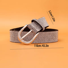 Faux Diamonds Leather Belt Vintage Pin Buckle Men
