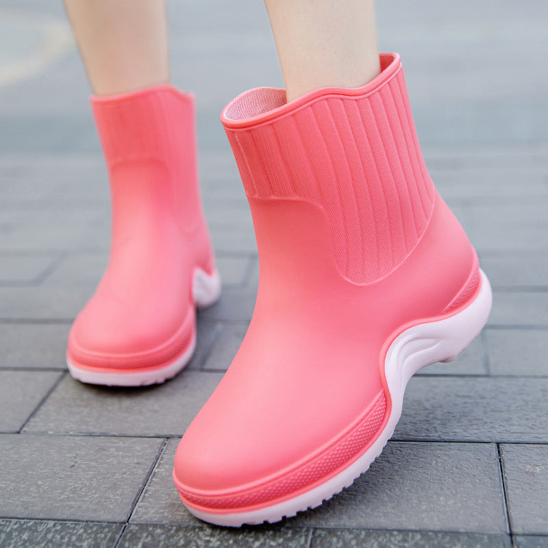 Women's Waterproof Rainboots Solid Mid Calf Boots
