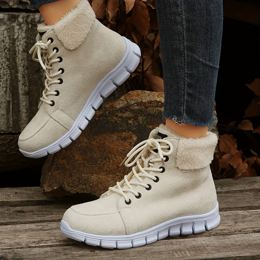 Women's Lace up Snow Boots Faux Fur Lined Anti-slip Ankle Booties