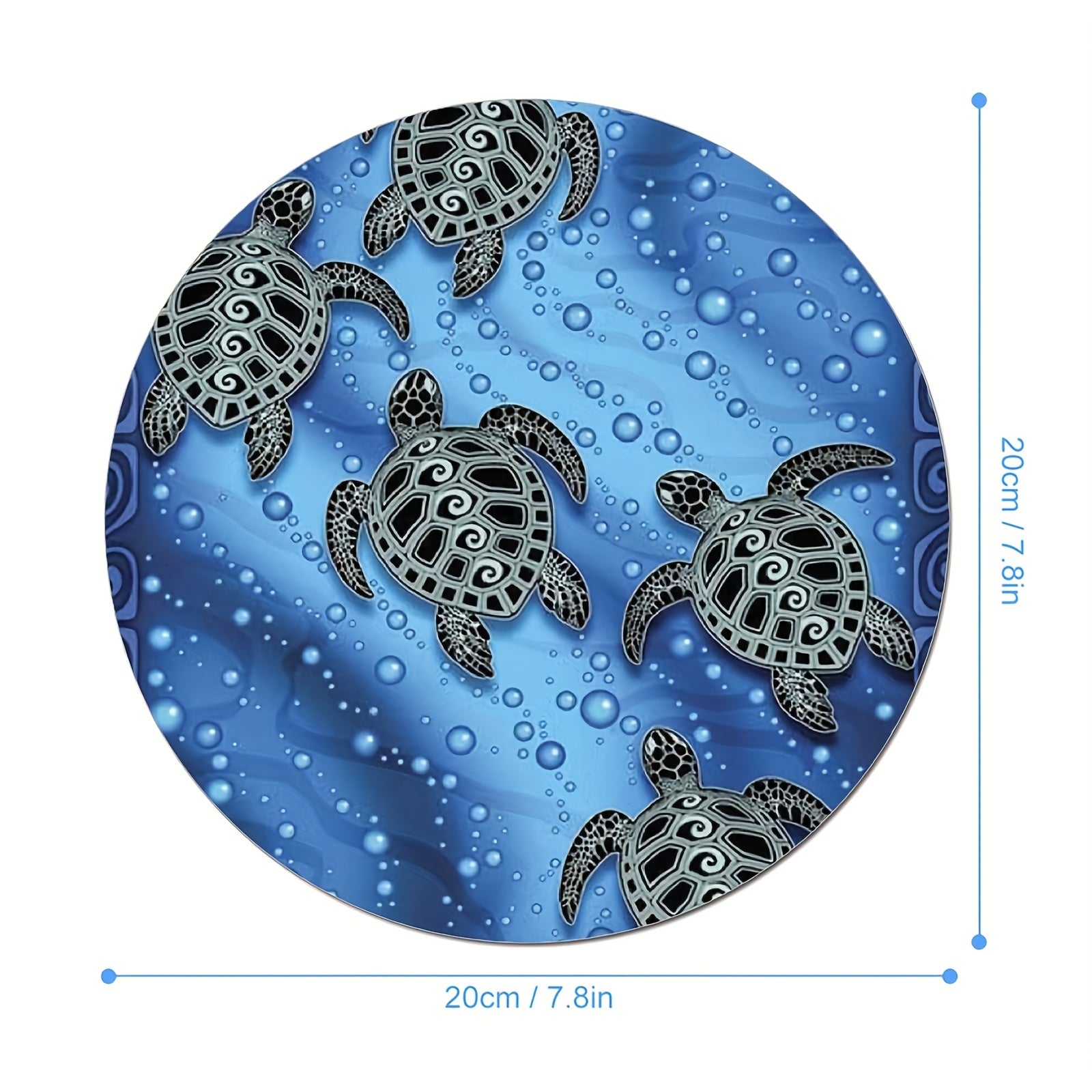 Round Non-Slip Gaming Mouse Pad for Women and Girls - Little Turtle Design