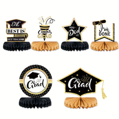Graduation Season Doctoral Cap Honeycomb Ornaments Desktop Decoration Set