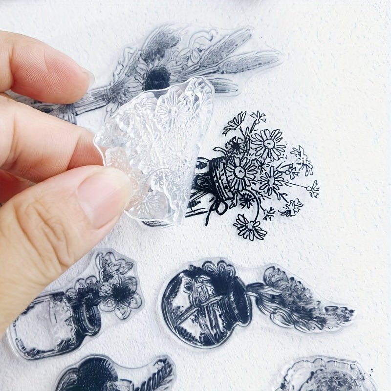8 Styles Flower Transparent Stamp Seal for Card Making Decoration DIY Scrapbook