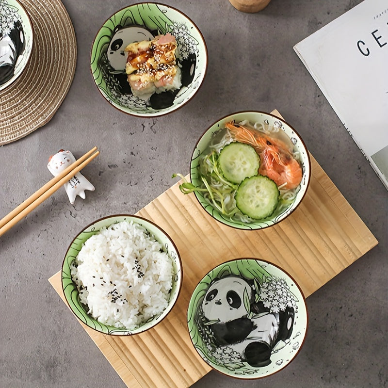 Panda Bowl & Chopstick Set, Ceramic Tableware, 2 Bowls & 2 Chopsticks