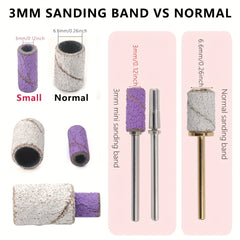 Purple 50pcs 3mm Nail Sanding Bands + 1pcs Mandrel Manicure Pedicure