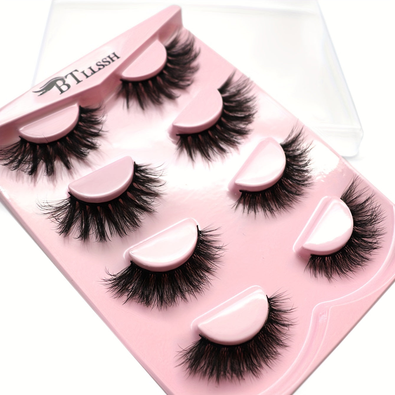 4 Pairs Thick Curling Fluffy Wispy False Eyelashes 20mm Lengthening Lashes