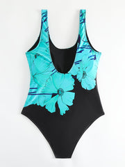 Floral Print Backless One Piece Swimsuit Plus Size Women's Bathing Suit