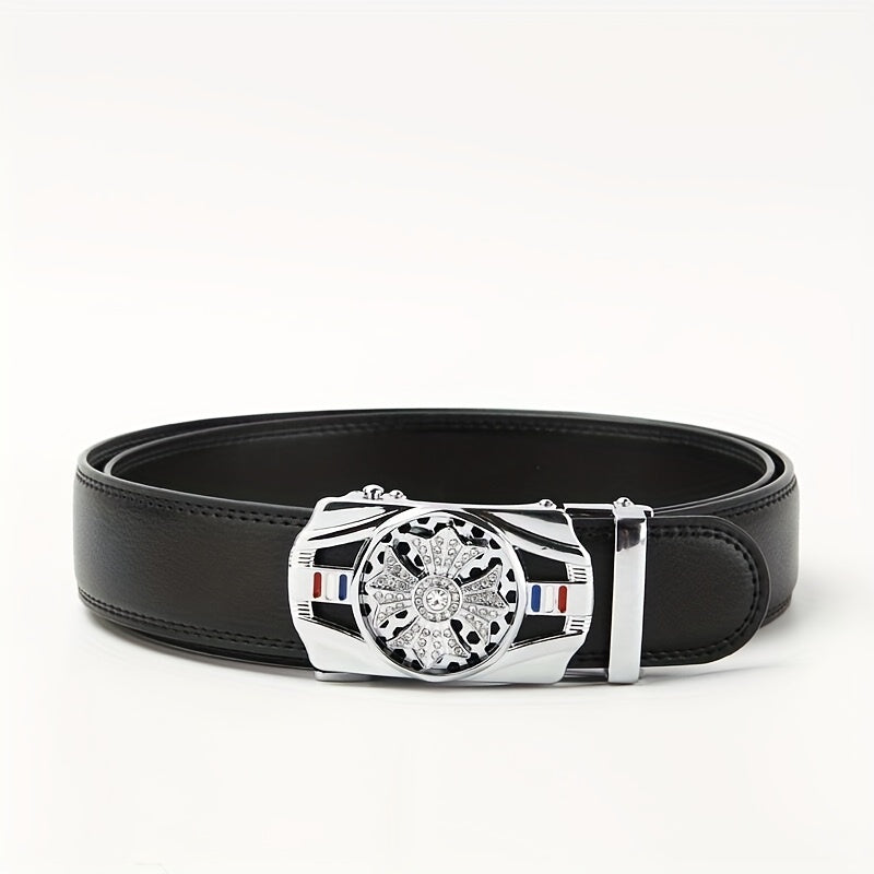Men's Automatic Buckle Belt PU Leather Business Suit Waist Strap