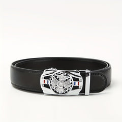 Men's Automatic Buckle Belt PU Leather Business Suit Waist Strap