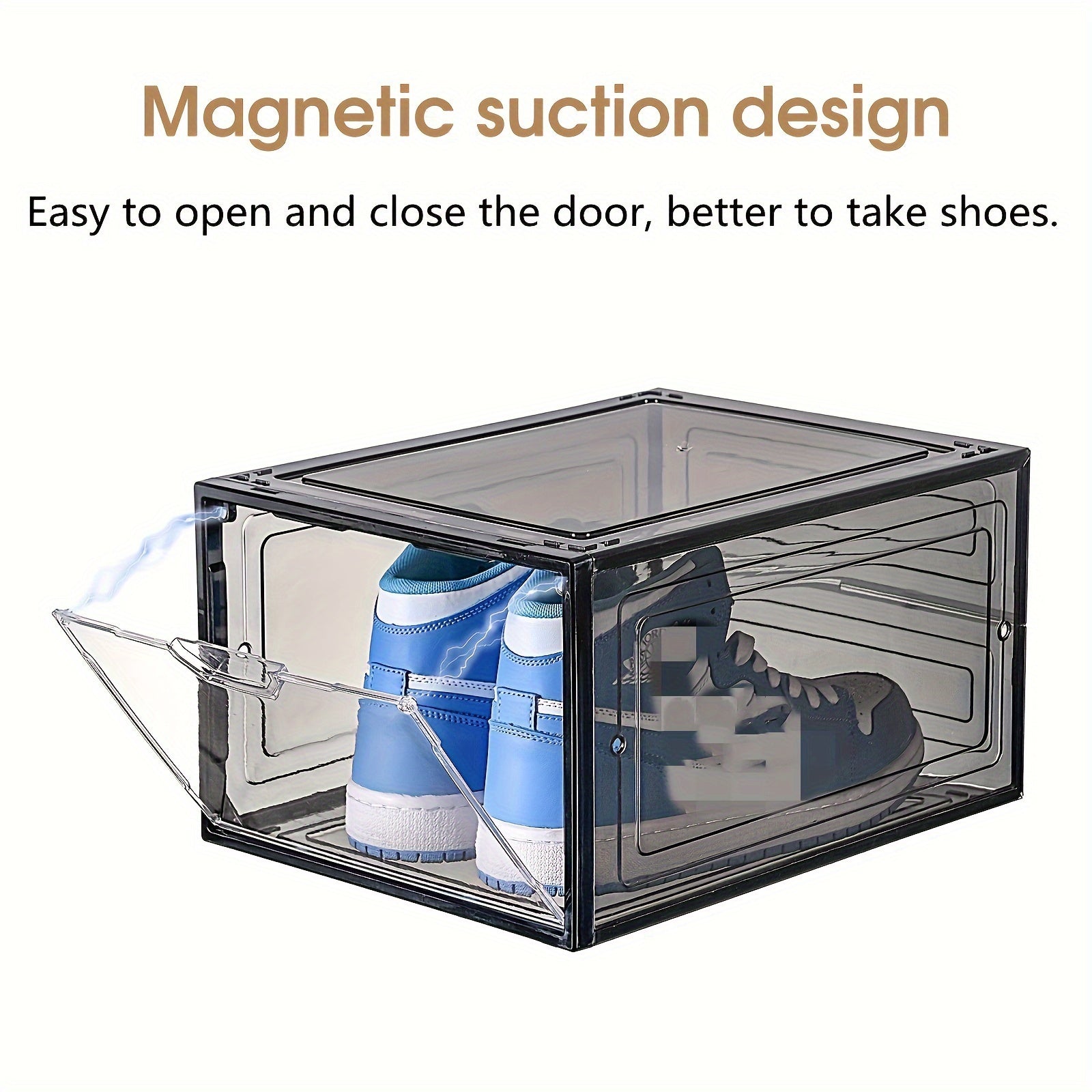 6pcs Plastic Shoe Storage Box with Door, Space Saving Organizer