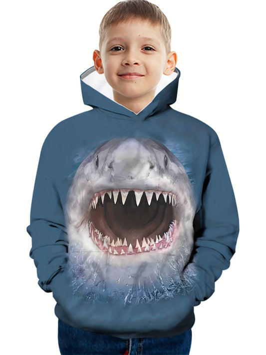 Shark 3D Pattern Print Boys Sweatshirt Hoodie Spring Fall