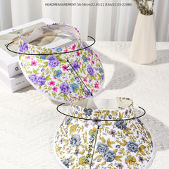2pcs Floral Print Sun Visor Hat UV Protection Summer Travel Sun Visors