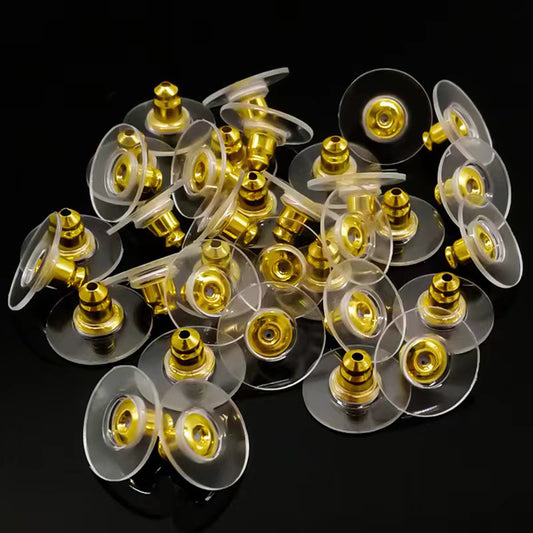 50pcs Electroplating Earring Backs Anti-lost Ear Stud DIY Jewelry