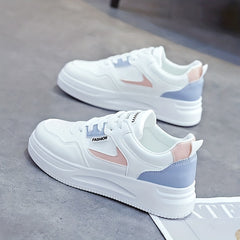 Women's Platform Skate Shoes Round Toe Colorblock Lace Up Low Top Sneakers