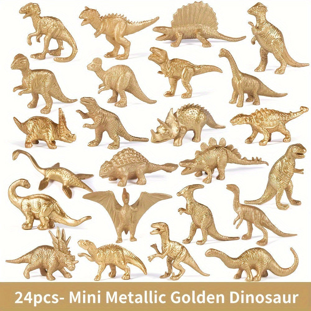 Mini Metallic Golden Dinosaur Figurine Toys Cake Topper