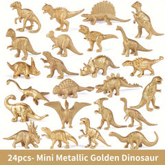 Mini Metallic Golden Dinosaur Figurine Toys Cake Topper