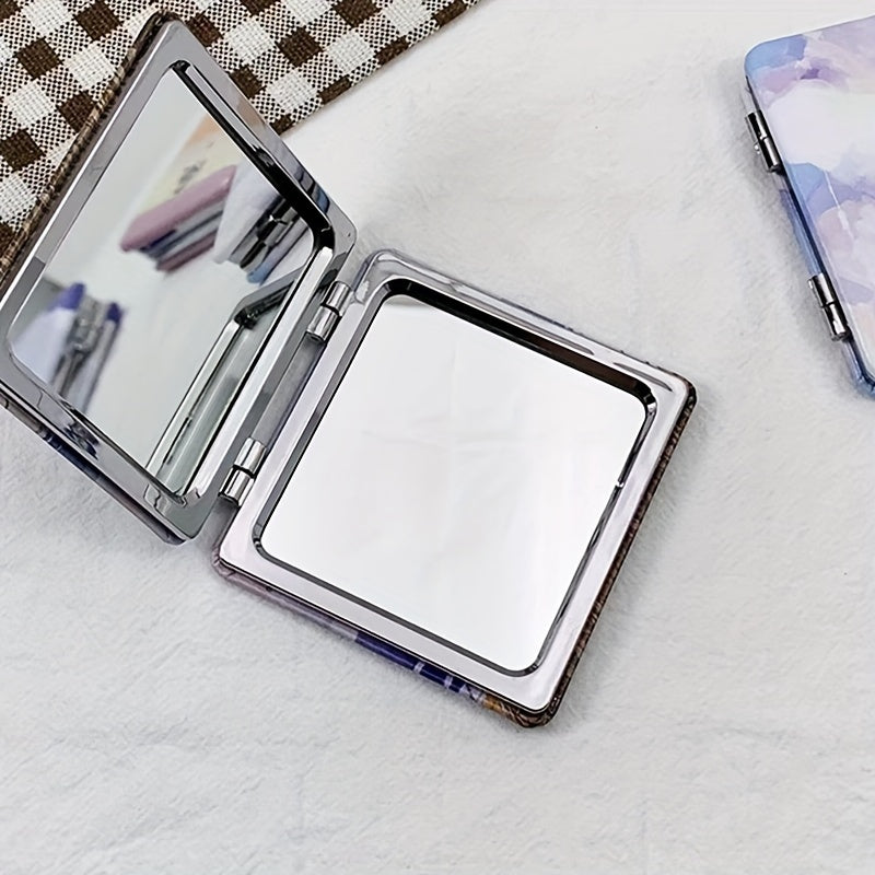 Square Double Side Folding Vanity Mirror Travel Portable Small Mirror