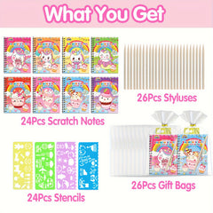 24 Pack Unicorn Scratch Art Notebooks Birthday Party Favors