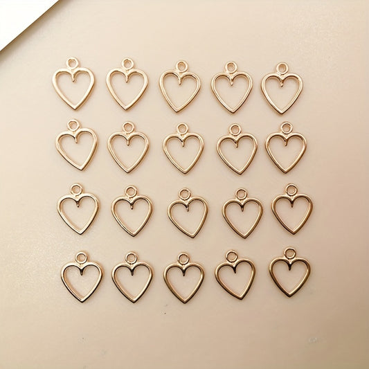 20pcs KC Golden Heart Charms Pendants DIY Jewelry Making Accessories