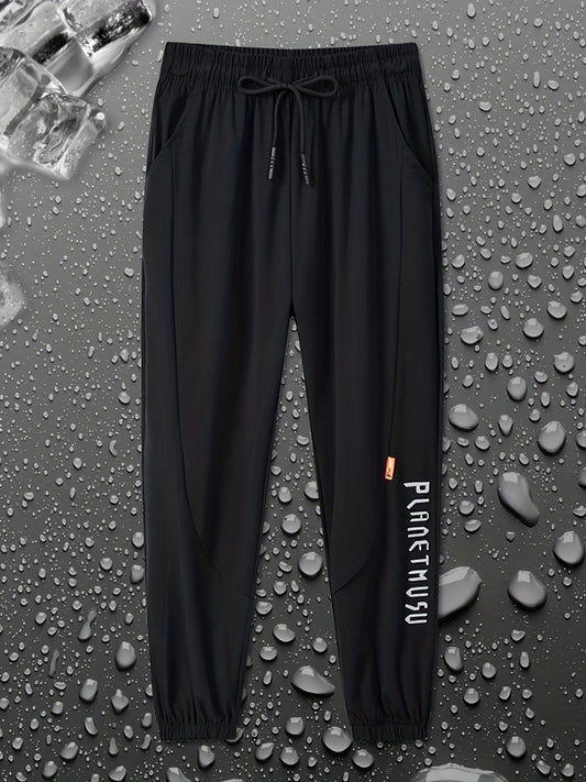 Boys Letter Graphic Quick drying Trousers Drawstring Waist Thin Casual Sport Jog