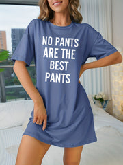 Short Sleeve Crew Neck NightDress Casual Pajama Dress