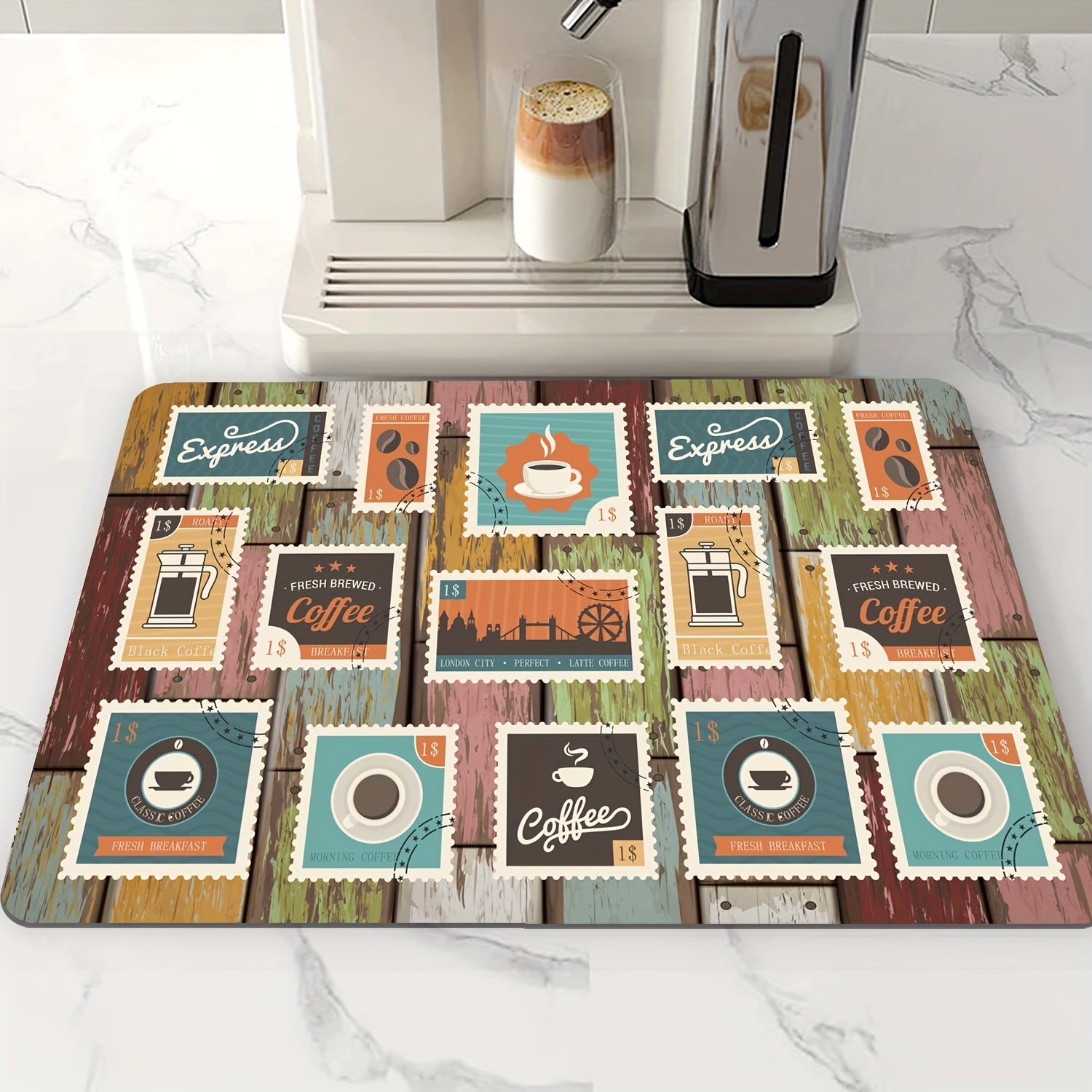 Absorbent Coffee Bar Mat for Countertop
