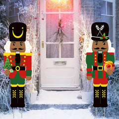 2PCS Christmas Nutcracker Yard Sign With Stakes Outdoor Decorations
