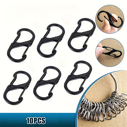 10pcs Stainless Steel S Type Carabiner Backpack Hanging Buckle Keychain
