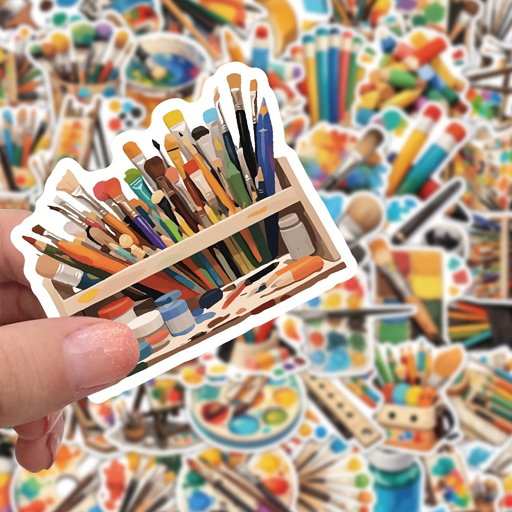 55pcs School Supplies Art Stickers Waterproof Vinyl Decals