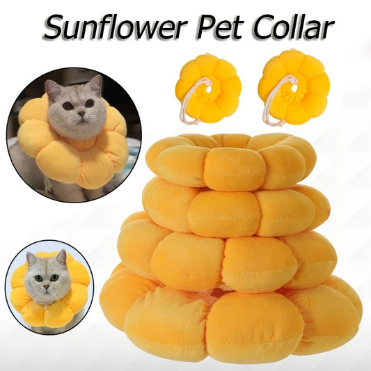 Sunflower Plush Pet Collar for Cats - Autumn/Winter Warmth - Cat Accessories